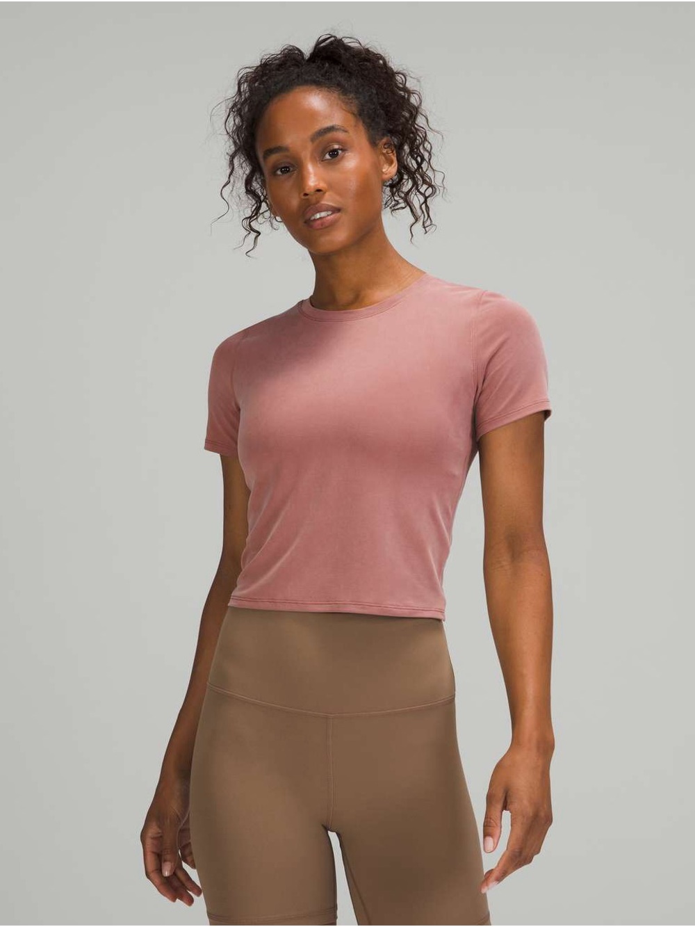 lululemon athletica Open Tie-Back Short Sleeve Cropped Crewneck Tee Size 2